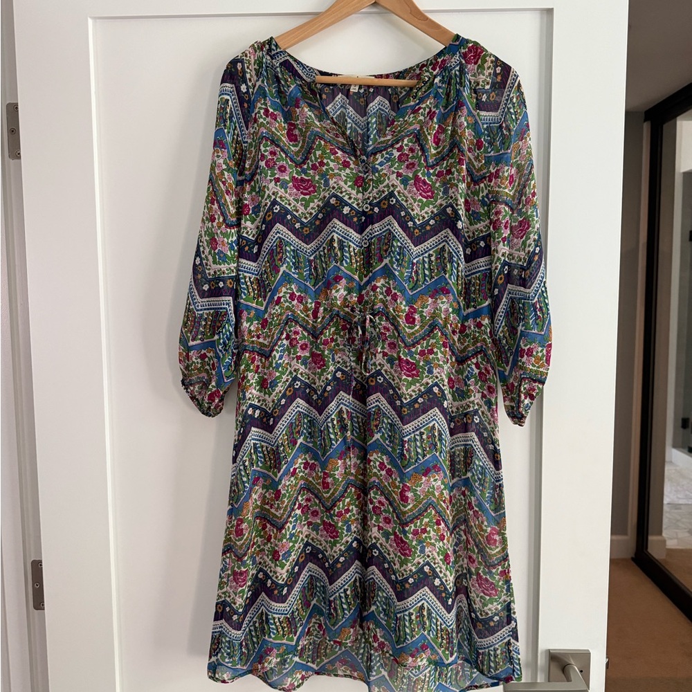 Bloomingdale’s - Multicolor Chevron Long Sleeve Dress